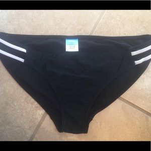 Black swimsuit bottom with black and white